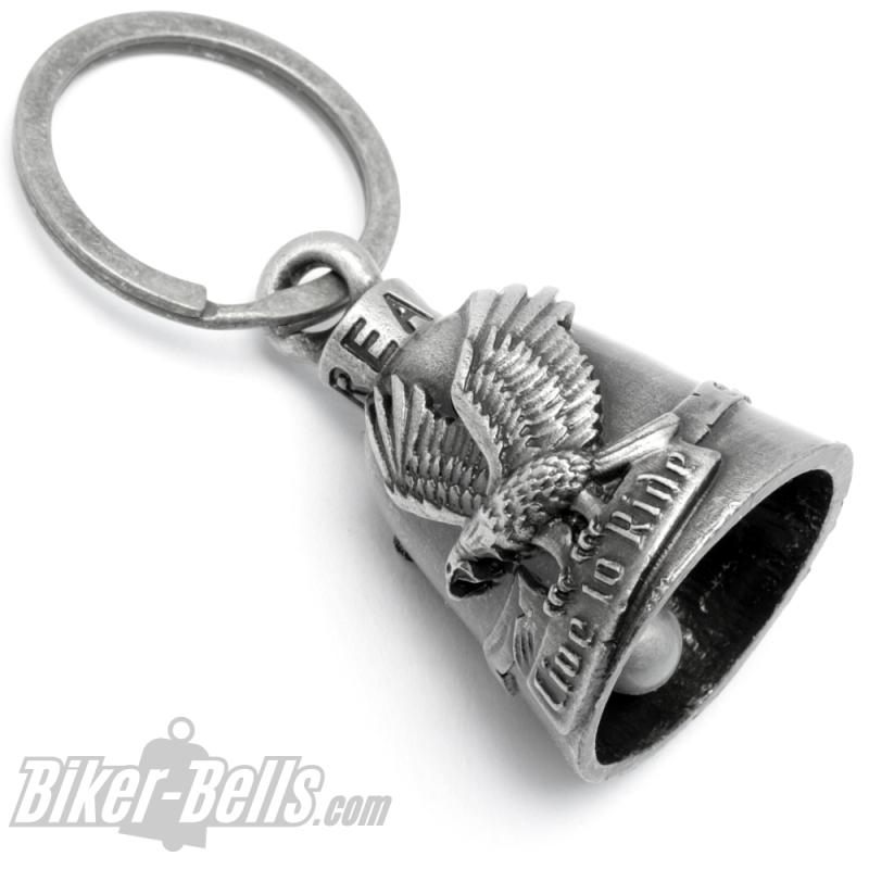 Eagle with Live To Ride Banner in Claws Lucky Bell Motorcycle Bell Eagle with Live To Ride Banner in Claws Lucky Bell Motorcycle Bell