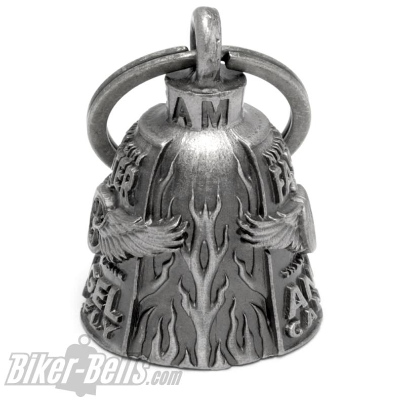 Never Ride Faster Than Your Angel Can Fly Biker-Bell Motorrad Glücksbringer-Glocke