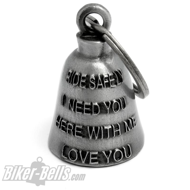 "Ride Safely I Need You Here With Me" Schutzengel Biker-Bell Motorrad Glücksbringer