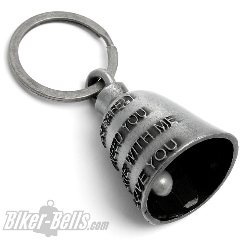 "Ride Safely I Need You Here With Me" Schutzengel Biker-Bell Motorrad Glücksbringer