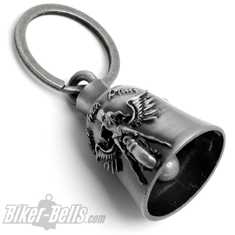Sexy Lady auf Bike mit Flügel "Ride With Pride" Biker-Bell Glücksbringer Glocke Sexy Lady auf Bike mit Flügel "Ride With Pride" Biker-Bell Glücksbringer Glocke