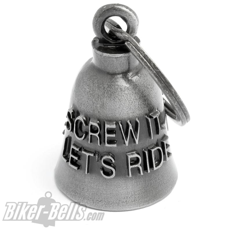 "Screw It, Let's Ride" Biker-Bell Motorrad Glücksbringer Schutzengel Geschenkidee