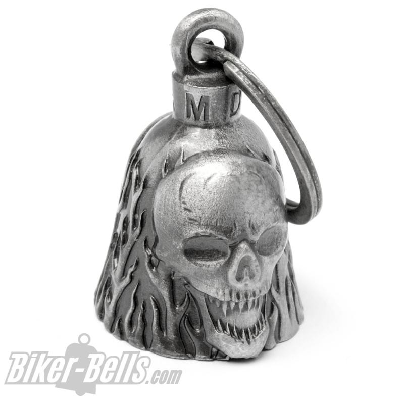 Large Skull with Pointed Teeth Biker Bell Lucky Charm Gift for Moped