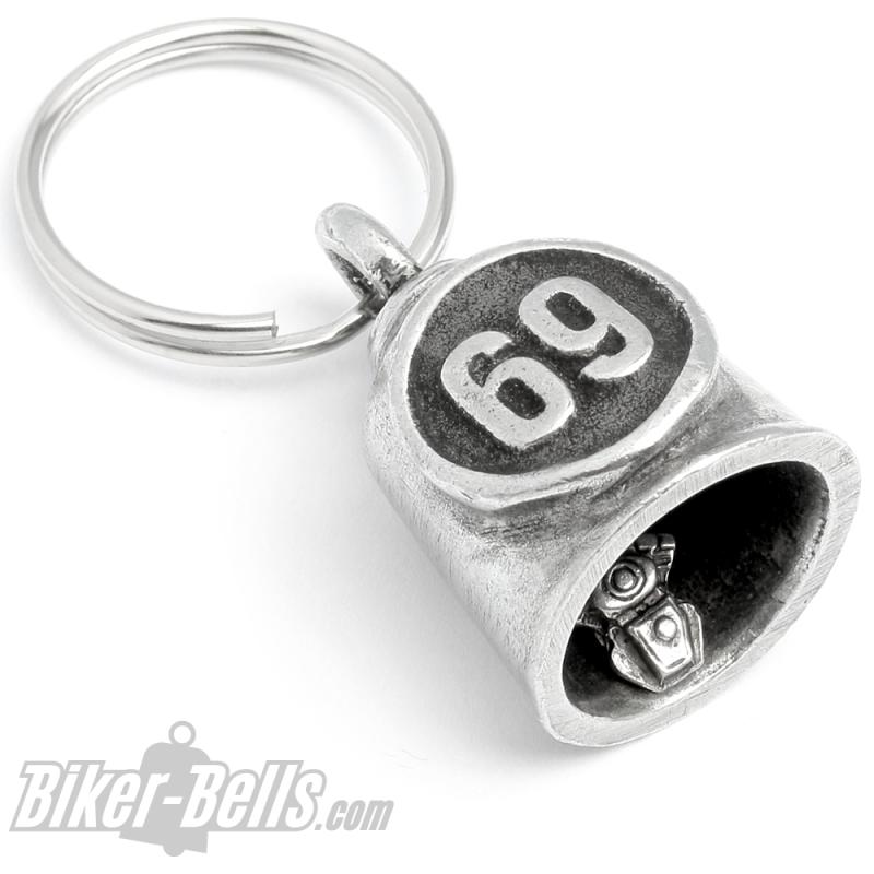 69 Gremlin Bell Motorrad-Glocke mit Zahl Neunundsechzig Glücksbringer Biker-Bell