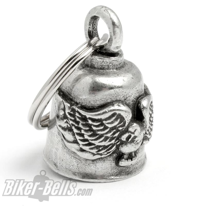 Adler Gremlin Bell mit ausgebreiteten Schwingen Motorrad-Glocke Glücksbringer Adler Gremlin Bell mit ausgebreiteten Schwingen Motorrad-Glocke Glücksbringer