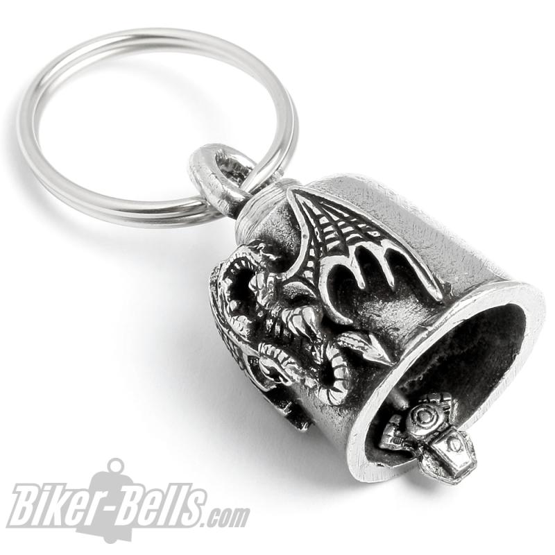 Glücksdrache Gremlin Bell Feuerdrache Glücksbringer Motorrad-Glocke Biker Geschenk