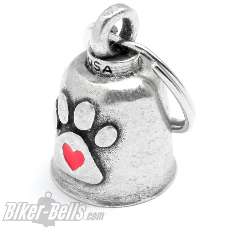 Gremlin Bell mit Hunde-Pfote und Herz Motorradfahrer Hund Glücksbringer Geschenk Gremlin Bell mit Hunde-Pfote und Herz Motorradfahrer Hund Glücksbringer Geschenk