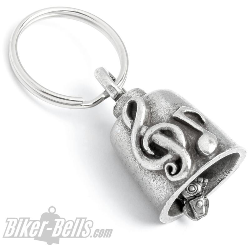 Musik Gremlin Bell mit Note und Notenschlüssel Motorradfahrer Glücksbringer Glocke
