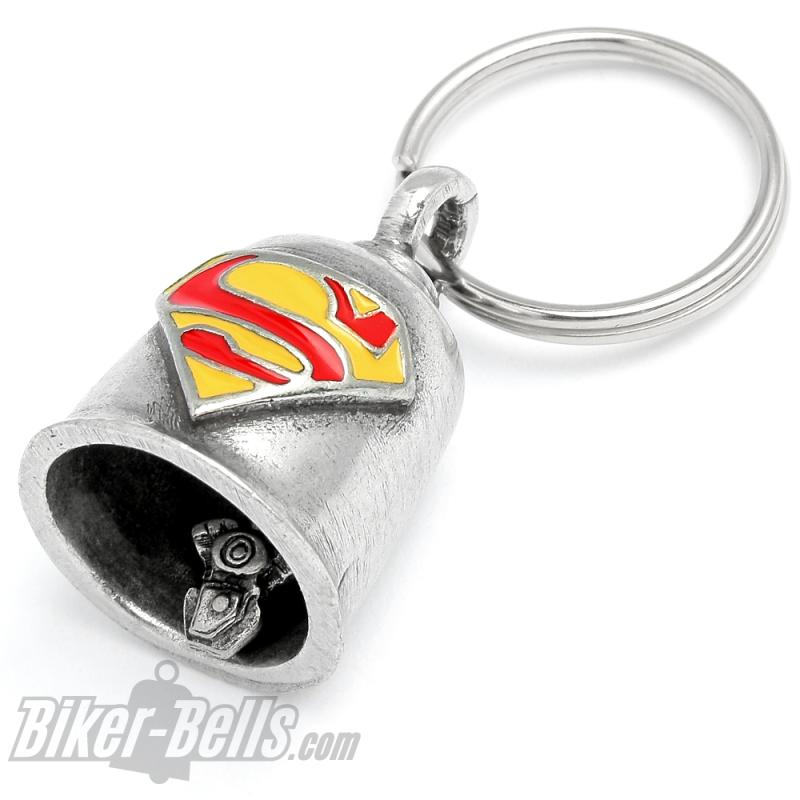 Superman Biker-Bell Glücksbringer Glocke für Superhelden Gremlin Bell Geschenk