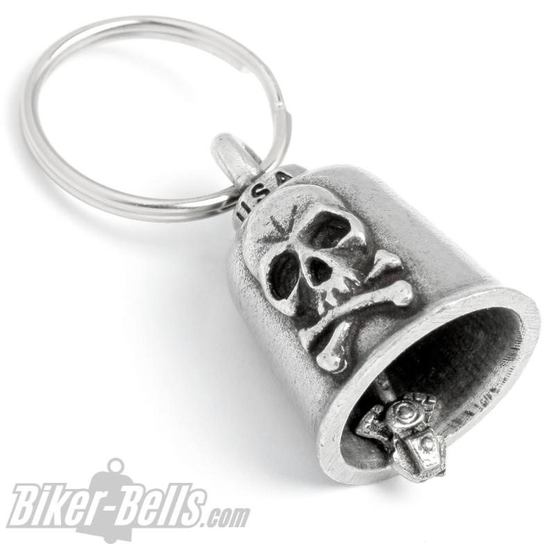 Totenkopf Gremlin Bell mit gekreuzten Knochen Motorrad-Glocke Glücksbringer Geschenk Totenkopf Gremlin Bell mit gekreuzten Knochen Motorrad-Glocke Glücksbringer Geschenk