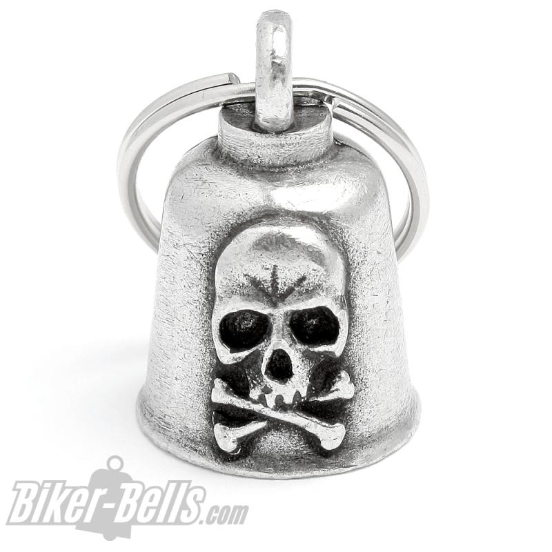 Totenkopf Gremlin Bell mit gekreuzten Knochen Motorrad-Glocke Glücksbringer Geschenk