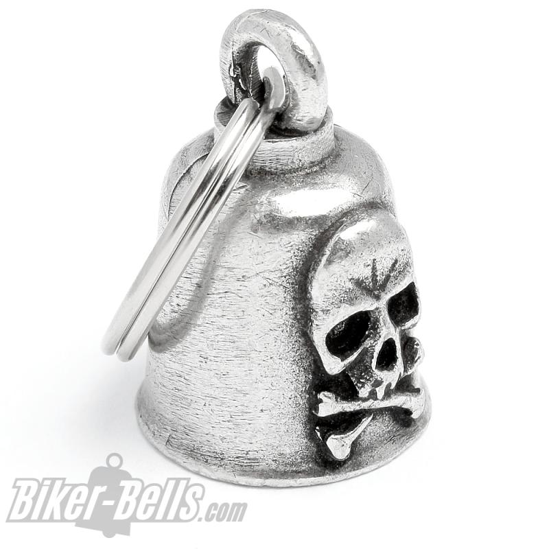 Totenkopf Gremlin Bell mit gekreuzten Knochen Motorrad-Glocke Glücksbringer Geschenk