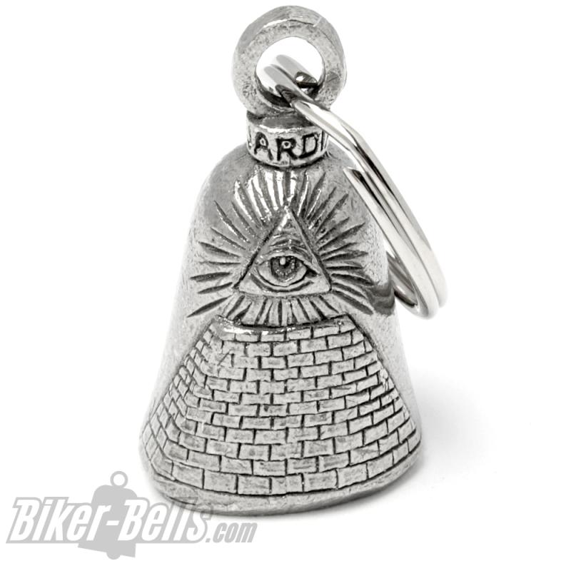 All-seeing Eye of Prophecy Pyramid with divine Eye of God Guardian Bell Biker Gift