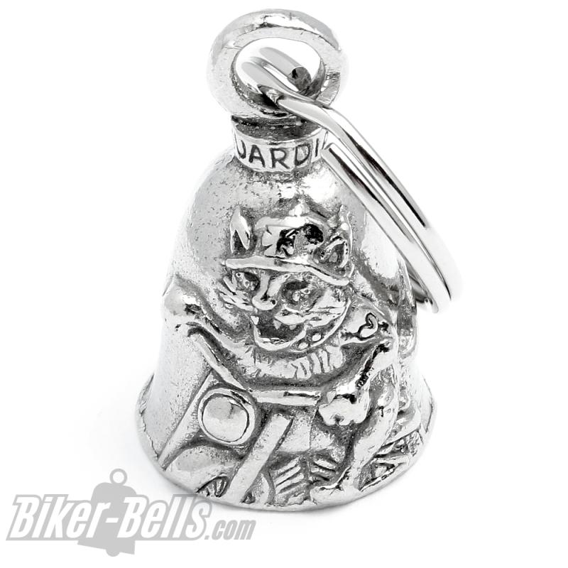 Oldschool Biker Cat on Motorcycle Original Guardian Bell Lucky Charm Gift Idea Oldschool Biker Cat on Motorcycle Original Guardian Bell Lucky Charm Gift Idea