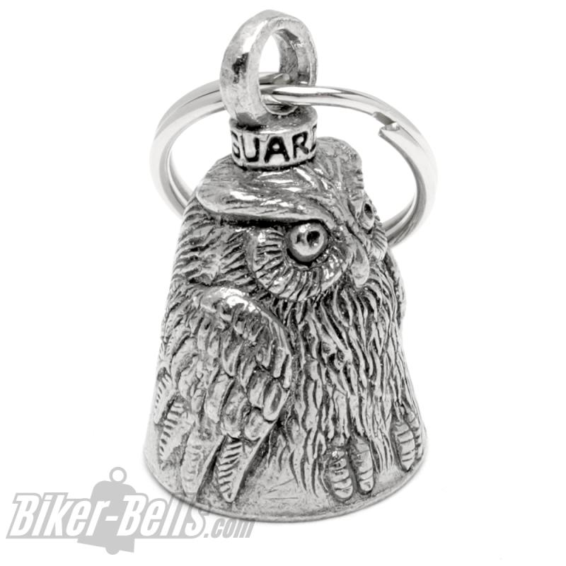 Guardian Bell with detailed Owl Motorcycle Lucky Charm Bells