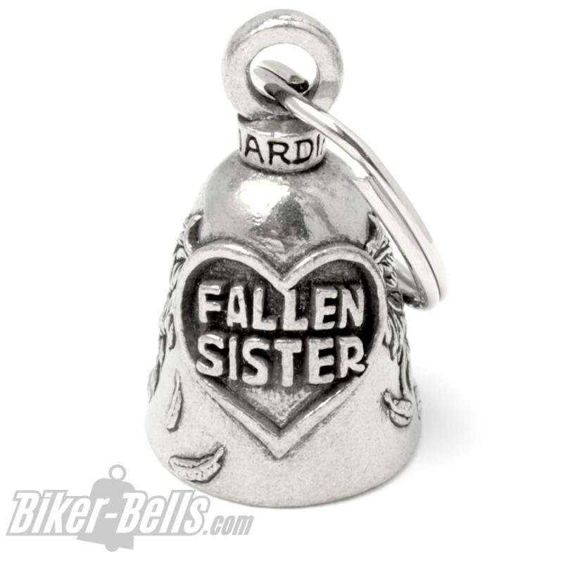 Fallen Sister Guardian Bell as a keepsake heart with wings motorcycle bell gift