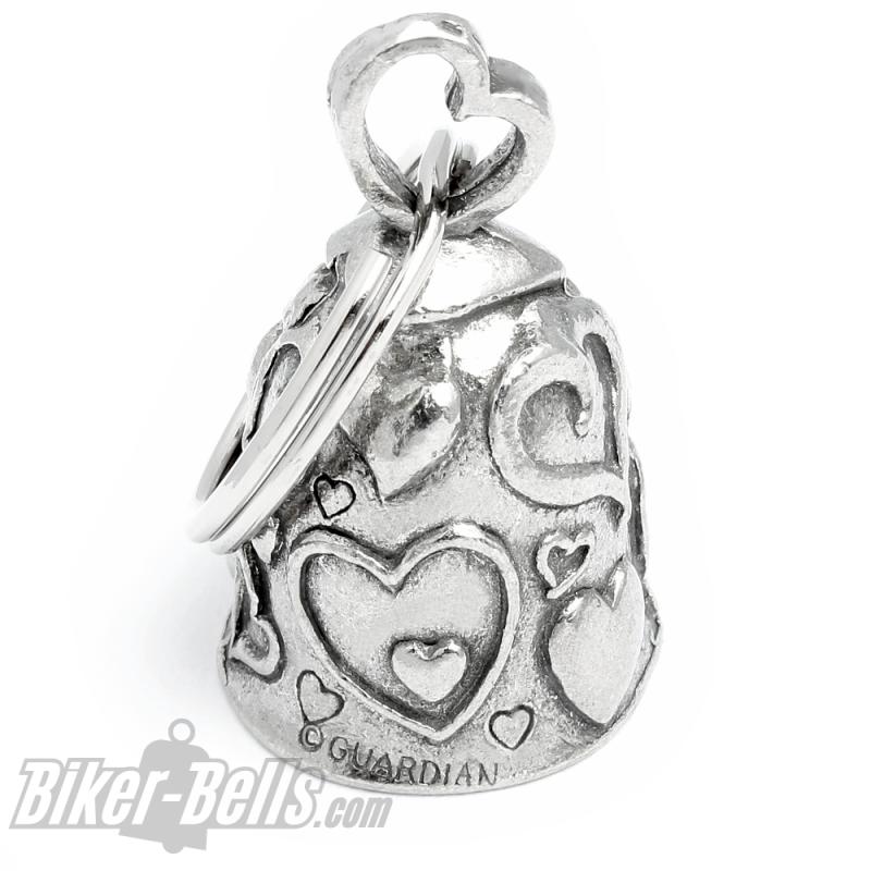Original Guardian Bell mit vielen Herzen Glücksbringer für Deine große Biker Liebe