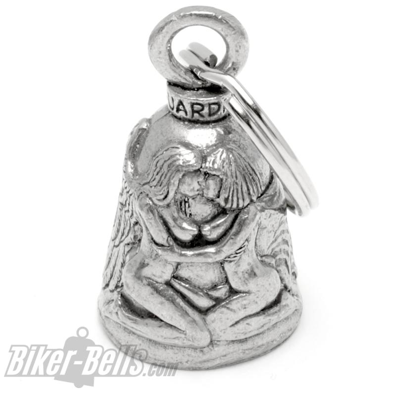 Angel & Devil Kissing Biker Bell Good and Evil Motorcycle Lucky Charm Gift