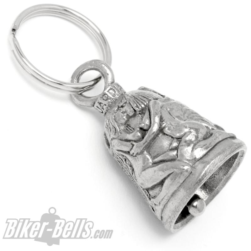 Angel & Devil Kissing Biker Bell Good and Evil Motorcycle Lucky Charm Gift