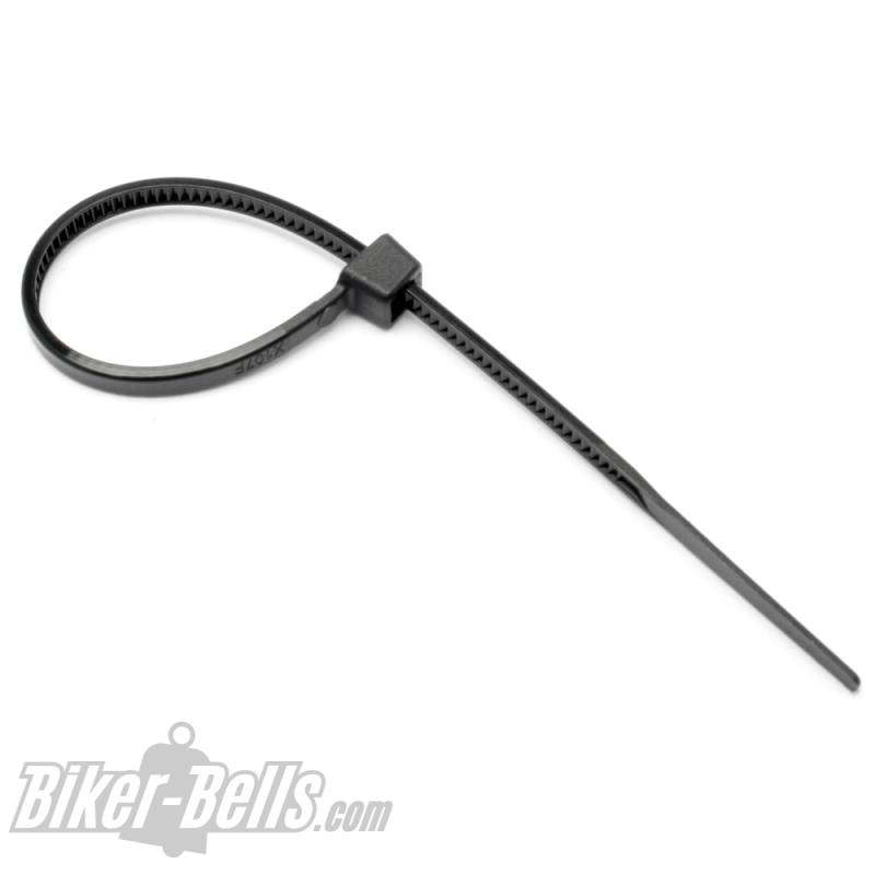 5 schwarze Kabelbinder zur befestigung von Biker-Bells am Motorrad anbringen 5 schwarze Kabelbinder zur befestigung von Biker-Bells am Motorrad anbringen