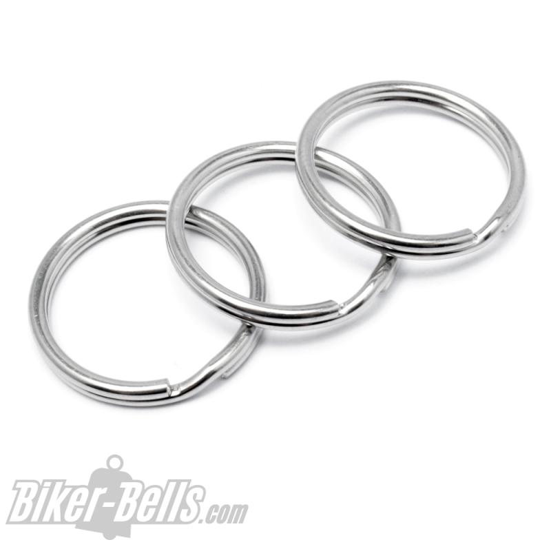 3 Schlüsselringe aus Edelstahl 20mm Durchmesser geeignet für Biker-Bells zur Montage 3 Schlüsselringe aus Edelstahl 20mm Durchmesser geeignet für Biker-Bells zur Montage