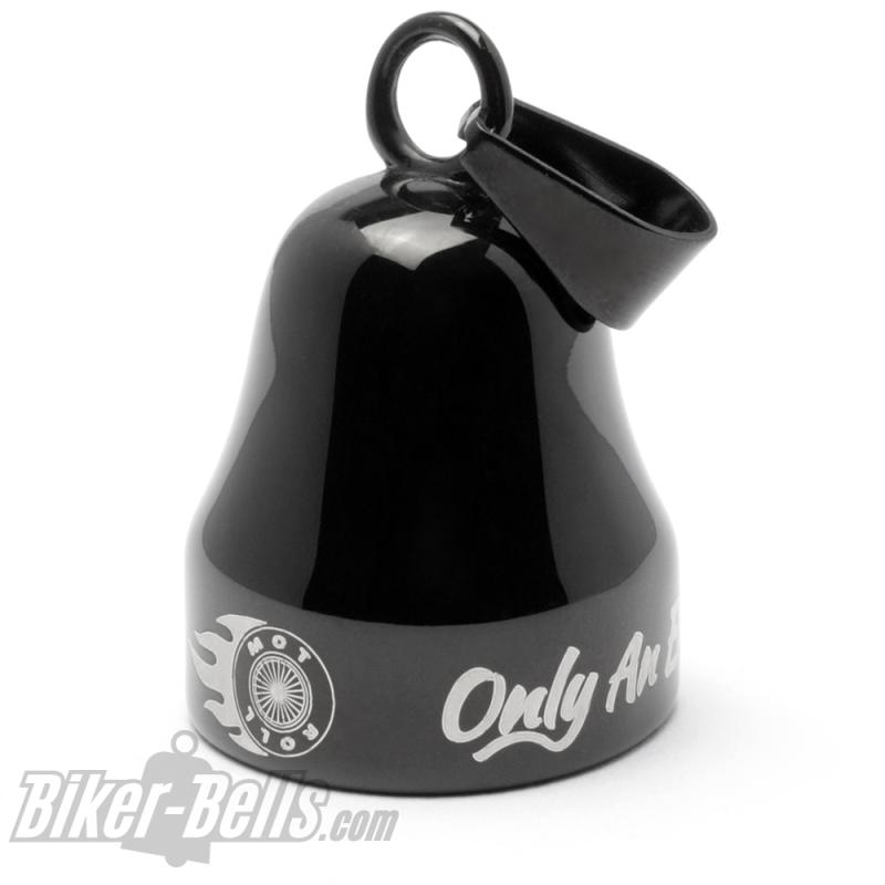 "Only An Empty Tank Can Stop Me" schwarze Mot Roll Motorrad-Glocke Glücksbringer