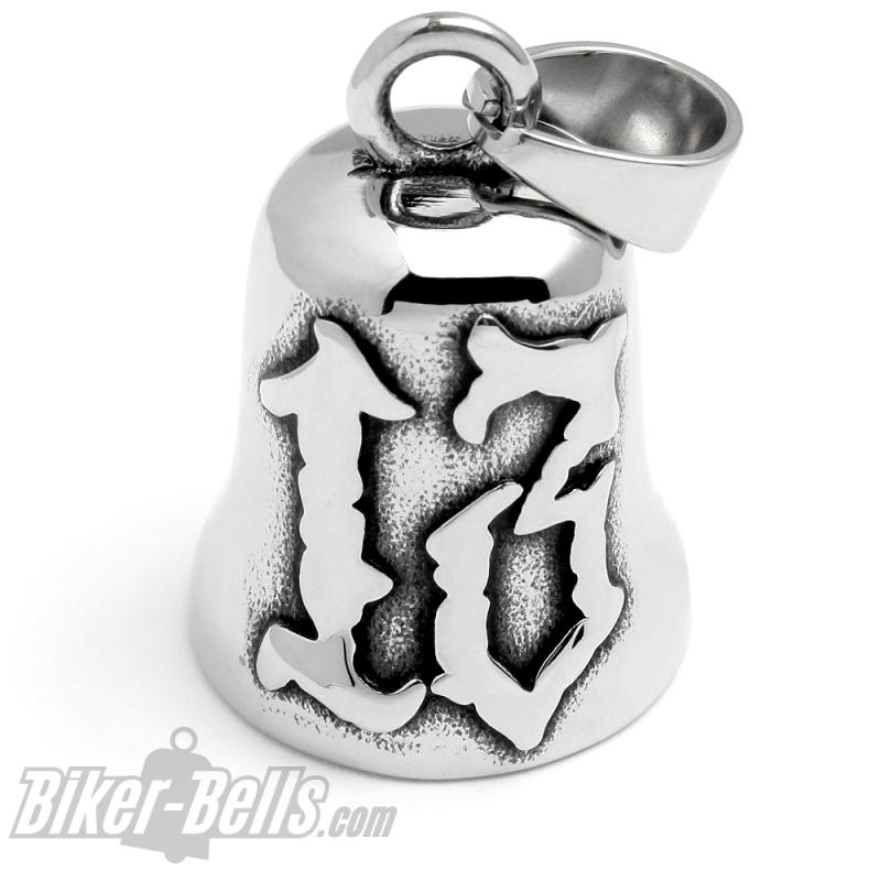 Lucky 13 Motorrad Glocke Biker Glücksbringer aus poliertem Edelstahl Geschenkidee