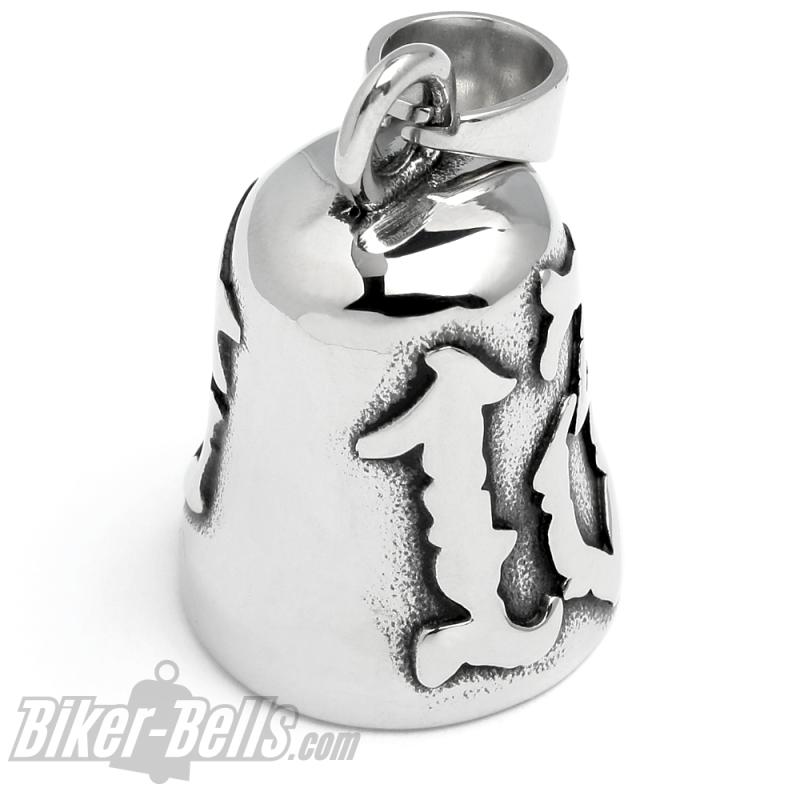 Lucky 13 Motorrad Glocke Biker Glücksbringer aus poliertem Edelstahl Geschenkidee