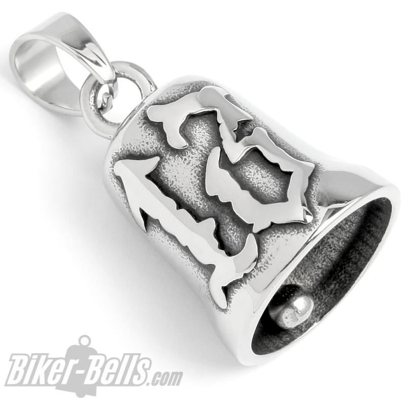 Lucky 13 Motorrad Glocke Biker Glücksbringer aus poliertem Edelstahl Geschenkidee