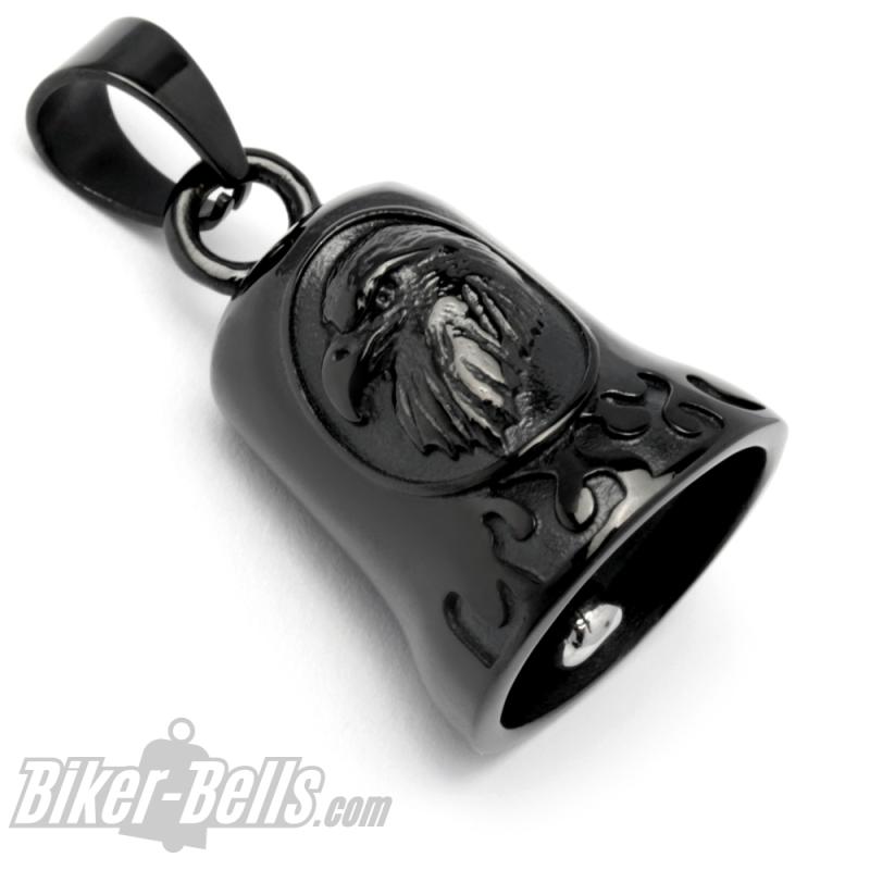 Black Stainless Steel Biker-Bell with Eagle Head Ride Bell Motorcycle Rider Gift