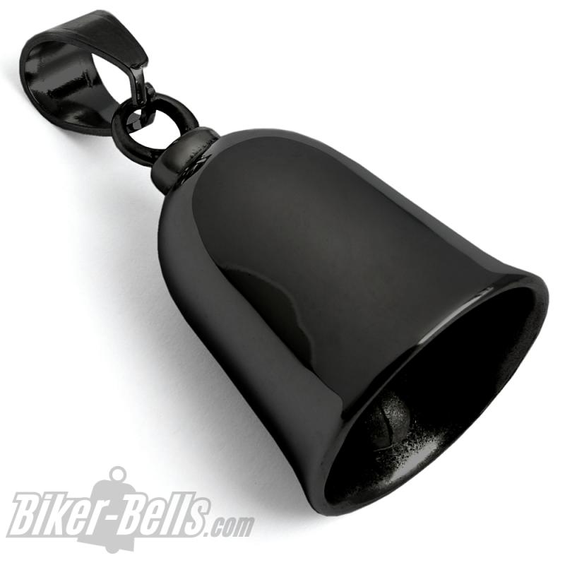 Schwarze Biker-​Bell ohne Motiv schlichte Blanko Motorrad Glocke aus Edelstahl