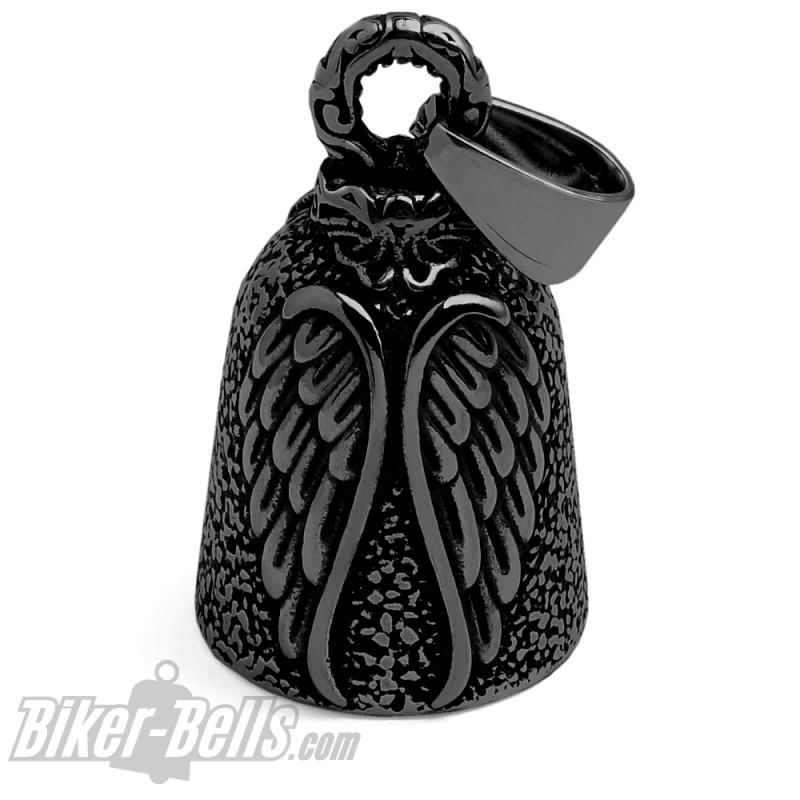 Black Angel Wings Biker-Bell Winged Motorcycle Good Luck Bell Gift for Riders