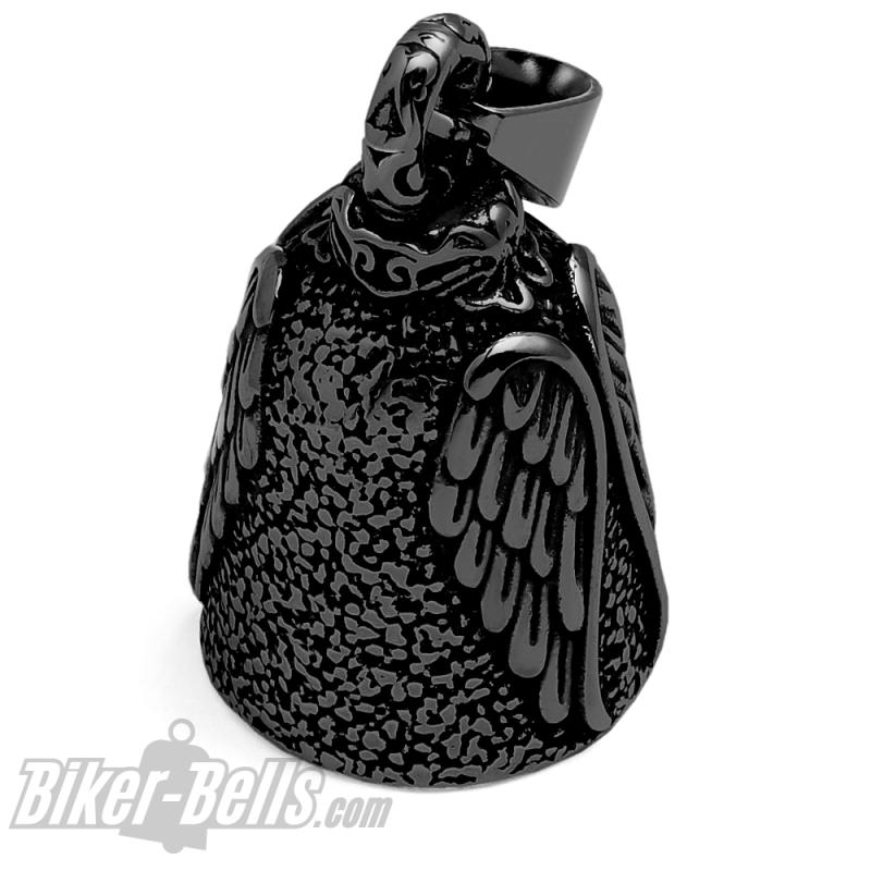 Black Angel Wings Biker-Bell Winged Motorcycle Good Luck Bell Gift for Riders