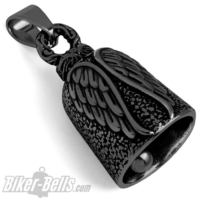 Black Angel Wings Biker-Bell Winged Motorcycle Good Luck Bell Gift for Riders