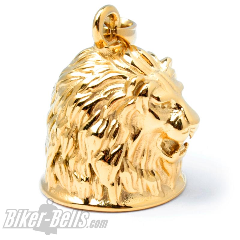 Golden High Quality Lion Biker-Bell Stainless Steel Motorcycle Lucky Charm Gift