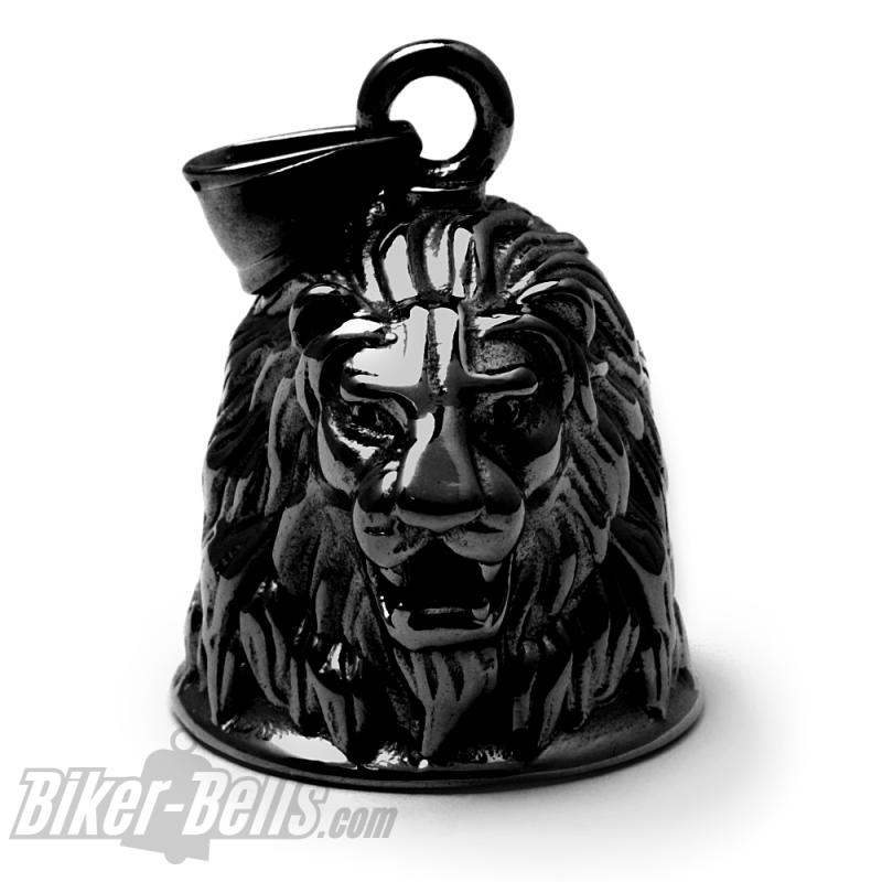 Schwarze Löwen Biker-Bell aus Edelstahl Lion Road Bell Motorrad Glücksbringer