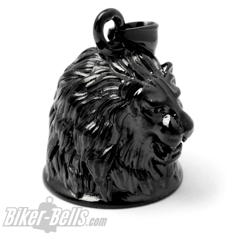 Schwarze Löwen Biker-Bell aus Edelstahl Lion Road Bell Motorrad Glücksbringer