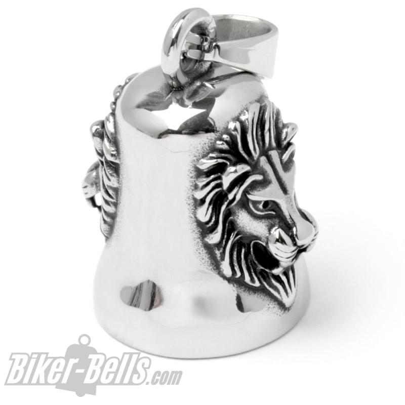 Löwen Biker Bell aus Edelstahl Motorradfahrer Glücksbringer mit Löwe Geschenkidee Löwen Biker Bell aus Edelstahl Motorradfahrer Glücksbringer mit Löwe Geschenkidee