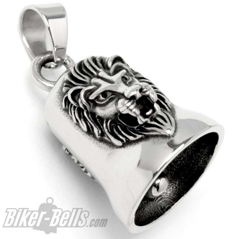 Löwen Biker Bell aus Edelstahl Motorradfahrer Glücksbringer mit Löwe Geschenkidee Löwen Biker Bell aus Edelstahl Motorradfahrer Glücksbringer mit Löwe Geschenkidee