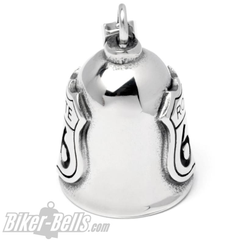 Route 66 Biker-Bell aus poliertem Edelstahl Motorrad Glücksbringer Geschenk Route 66 Biker-Bell aus poliertem Edelstahl Motorrad Glücksbringer Geschenk