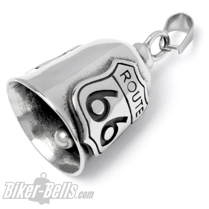 Route 66 Biker-Bell aus poliertem Edelstahl Motorrad Glücksbringer Geschenk Route 66 Biker-Bell aus poliertem Edelstahl Motorrad Glücksbringer Geschenk