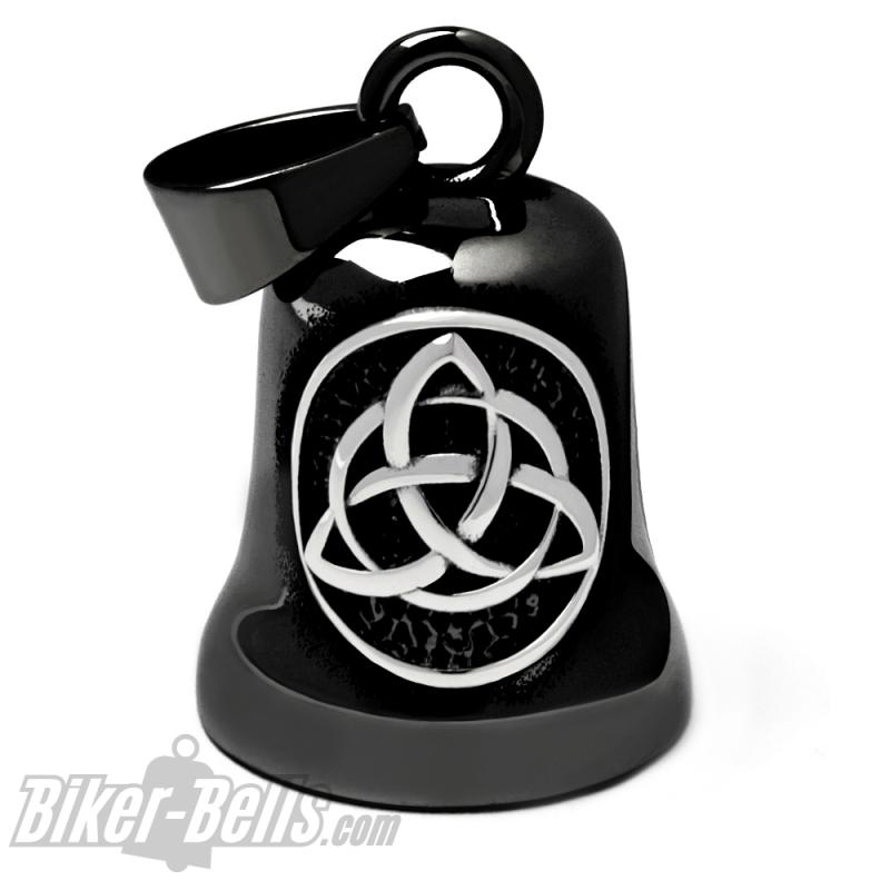 Nordische Biker-Bell Schwarz mit silberner Triqueta Motorrad Glücksbringer Geschenk
