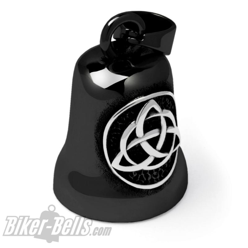 Nordische Biker-Bell Schwarz mit silberner Triqueta Motorrad Glücksbringer Geschenk