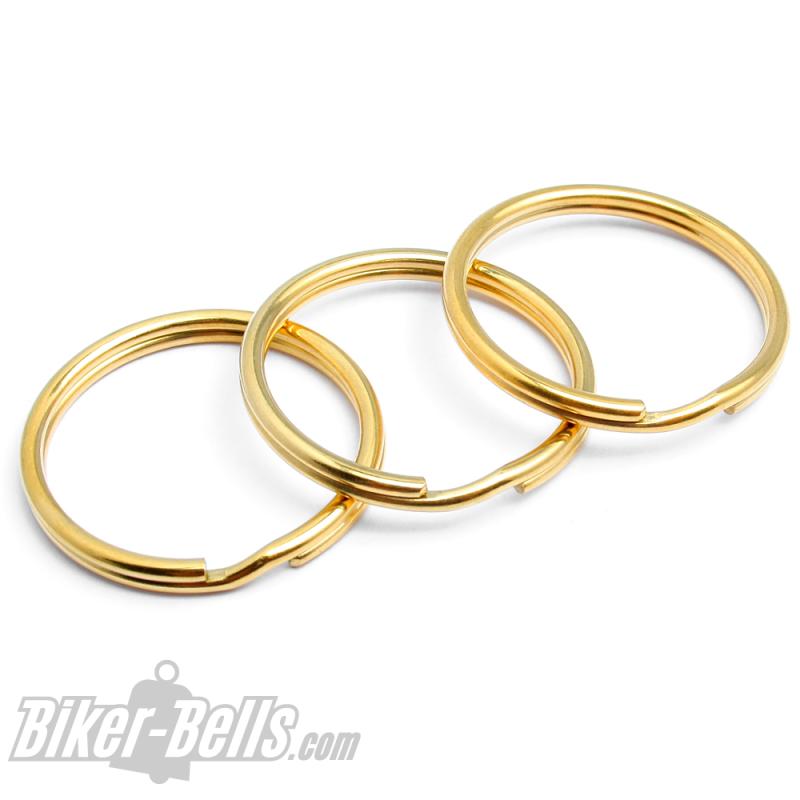 3 Golden Stainless Steel Split Rings 25mm for Mounting Biker-Bells on Motorcycles - Kopie 3 Golden Stainless Steel Split Rings 25mm for Mounting Biker-Bells on Motorcycles - Kopie