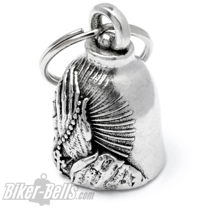 Bravo Bell mit betenden Händen und Rosenkranz Motorrad Glocke Glücksbringer Geschenk Bravo Bell mit betenden Händen und Rosenkranz Motorrad Glocke Glücksbringer Geschenk
