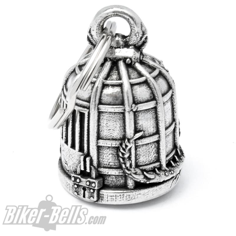 Biker-Bell with Gremlin locked in cage motorcyclist lucky bell