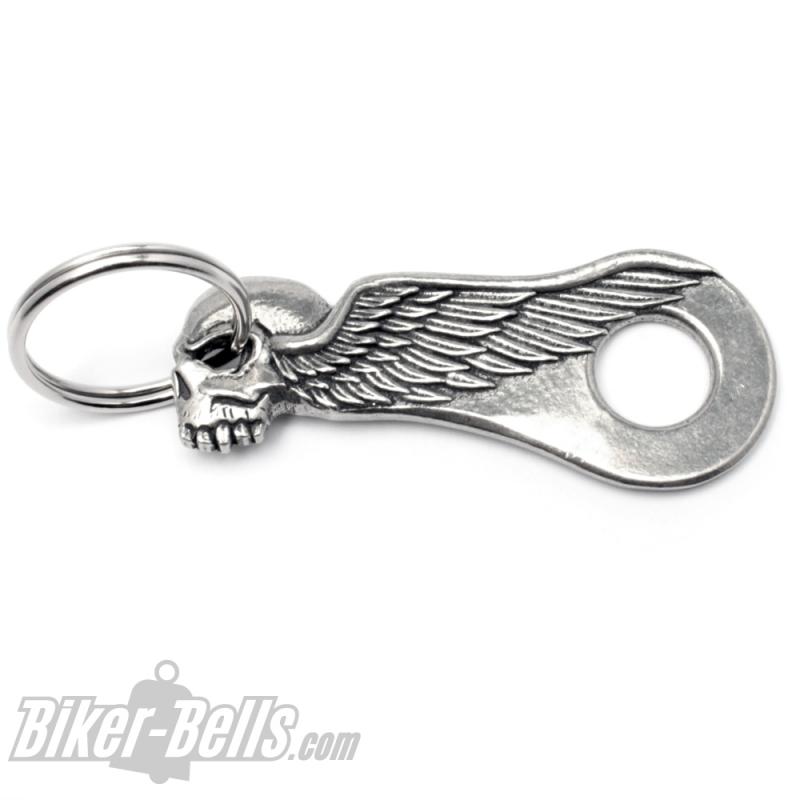 Geiler Bell Hanger mit Totenkopf und Flügel Biker-Bells am Motorrad befestigen Geiler Bell Hanger mit Totenkopf und Flügel Biker-Bells am Motorrad befestigen