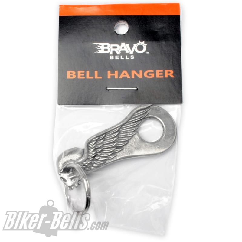 Geiler Bell Hanger mit Totenkopf und Flügel Biker-Bells am Motorrad befestigen Geiler Bell Hanger mit Totenkopf und Flügel Biker-Bells am Motorrad befestigen