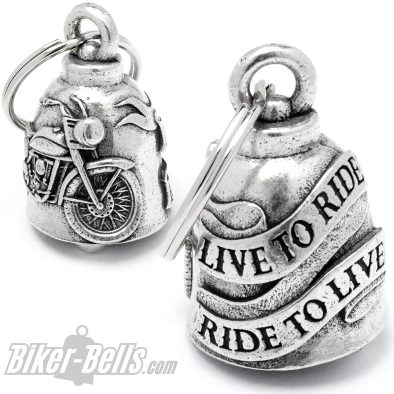 Live To Ride Biker-Bell mit Motorrad Chopper Glücksbringer Glocke Ride Bell Geschenk