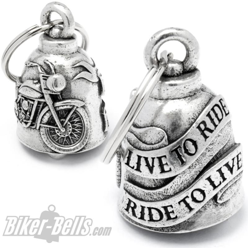 Live To Ride Biker-Bell mit Motorrad Chopper Glücksbringer Glocke Ride Bell Geschenk Live To Ride Biker-Bell mit Motorrad Chopper Glücksbringer Glocke Ride Bell Geschenk